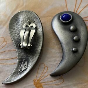 Vintage Ben-Amun silver plated fashion clip on earrings